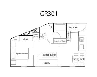 ［Roppongi］アパートメント（45m²）｜ 1ベッドルーム／1バスルーム