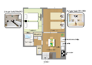 ［心斎橋］アパートメント（40m²）｜ 2ベッドルーム／1バスルーム